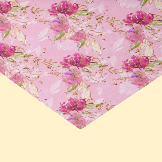 Papier Mousseline Floral rose
