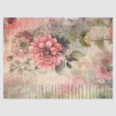 Papier Mousseline Floral rose antique, Ephémère, Découpage de script (Recto)