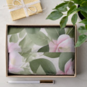 Papier Mousseline Floral rose doux avec Motif Feuille Eucalyptus (Cadeau)