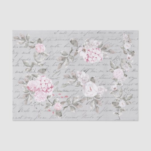 Papier Mousseline floral rose gris (Recto)