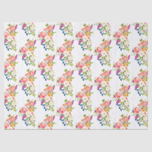 Papier Mousseline Floral rose rouge