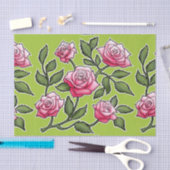 Papier Mousseline Floral Rose vert (Artisanat)