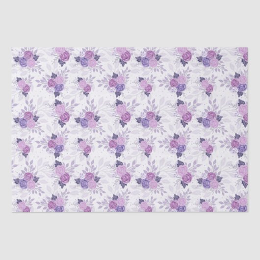Papier Mousseline Floral rose violet Élégante Fleurs Féminines (Recto)