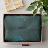 Papier Mousseline Floral Rustique Turquoise or (Cadeau)