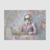 Papier Mousseline Floral Skeleton in Headphones EQ9L Decoupage (Recto)