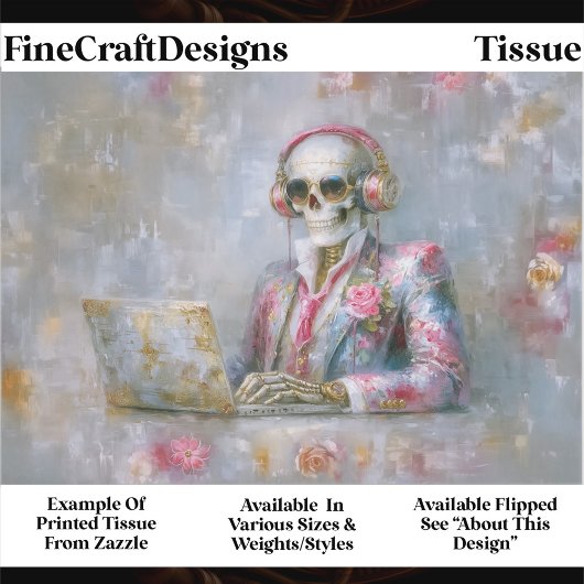 Papier Mousseline Floral Skeleton in Headphones EQ9L Decoupage