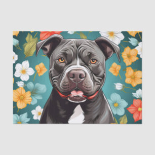 Papier Mousseline Floral Staffordshire Bull Terrier