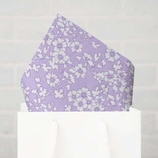 Papier Mousseline Floral Trellis White - Purple