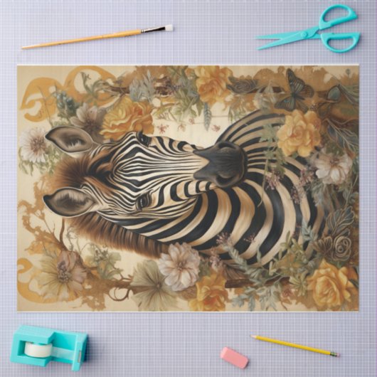 Papier Mousseline Floral Zebra (Artisanat)