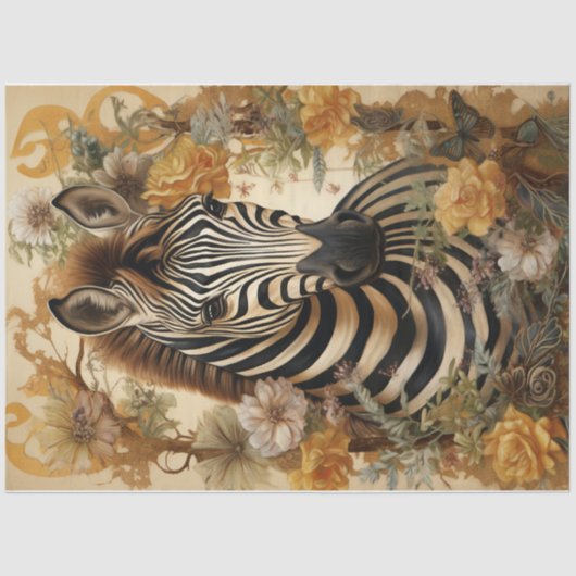 Papier Mousseline Floral Zebra (Recto)