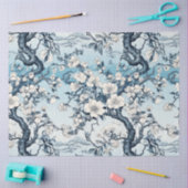 Papier Mousseline Florales bleues et blanches inspirées de l'Asie vi (Artisanat)