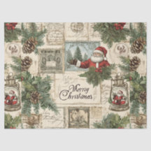 Florales de Noël Vintage & Découpage Père Noël