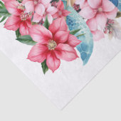 Papier Mousseline Florales roses et tortue de mer (Détail)