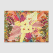 Papier Mousseline Florals Orange Turquoise, Cream Crafting & (Recto)