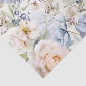 Papier Mousseline Flore à crème bleue poussiéreuse (Détail)