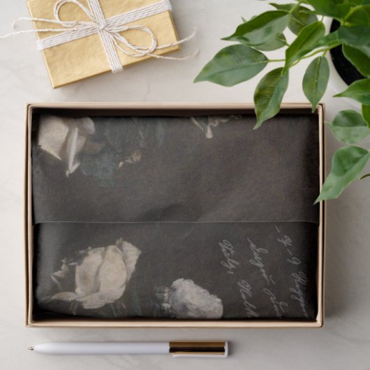 Papier Mousseline Flore ancienne avec script (Cadeau)