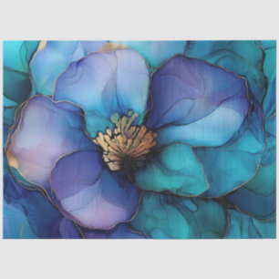 Papier Mousseline Flore bleue dans la série d'encre d'alcool Concept