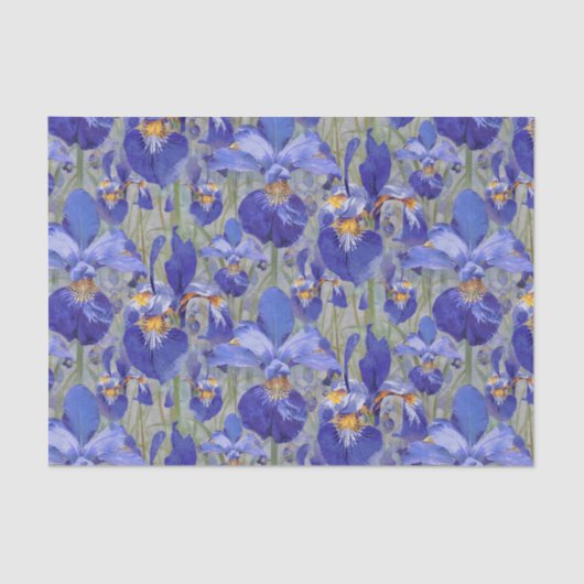 Papier Mousseline Flore bleue d'Iris (Recto)