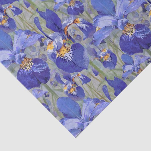 Papier Mousseline Flore bleue d'Iris (Détail)