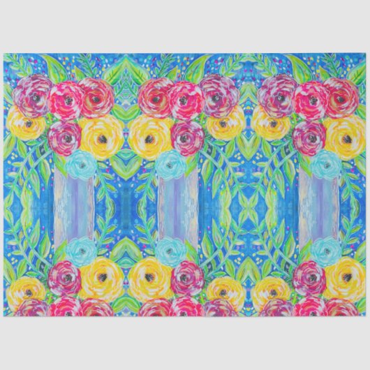 Papier Mousseline Flore brillante mise en miroir (Recto)