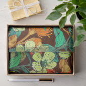 Papier Mousseline Flore Brown, Rouille, Turquoise (Cadeau)