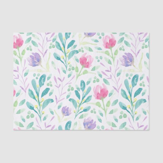 Papier Mousseline Flore dainty en aquarelle (Recto)