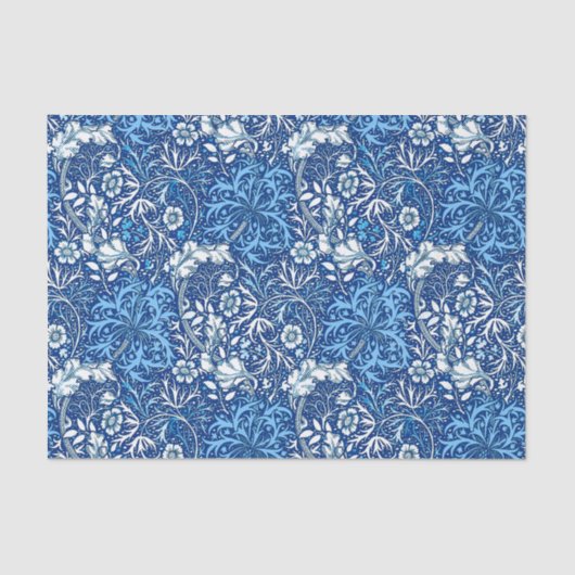 Papier Mousseline Flore d'algues marines de style Art nouveau, bleu  (Recto)