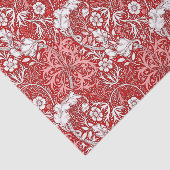 Papier Mousseline Flore d'algues marines, rouge profond et blanc (Détail)