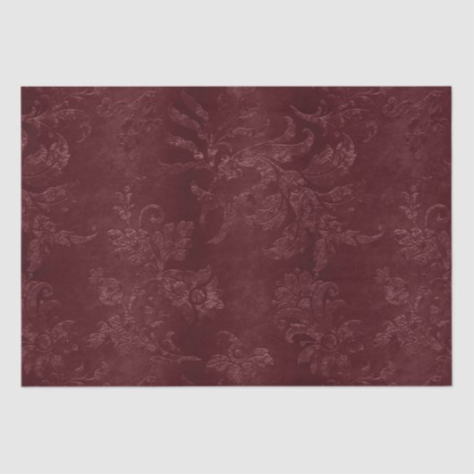 Papier Mousseline Flore de Bourgogne rouge profonde (Recto)