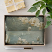 Papier Mousseline Flore De Crème Sur arrière - plan Vert (Cadeau)