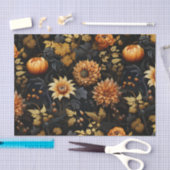 Papier Mousseline Flore de grande automne orange noire (Artisanat)