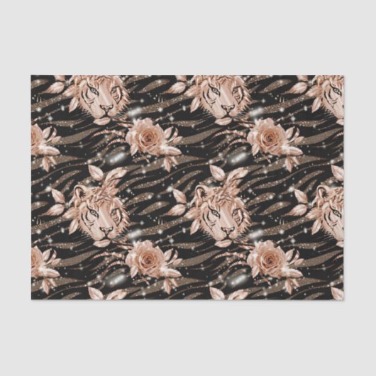 Papier Mousseline Flore de tigre d'or Rose noir (Recto)