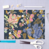 Papier Mousseline Flore design avec découpage feuille or (Artisanat)