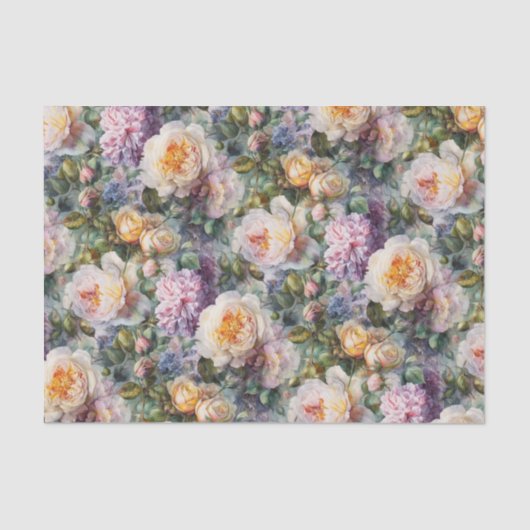 Papier Mousseline Flore douce et Roses (Recto)