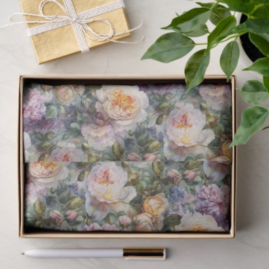Papier Mousseline Flore douce et Roses (Cadeau)
