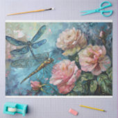 Papier Mousseline Flore Dragonfly Pastel Ethereal Whimsal (Artisanat)