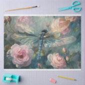 Papier Mousseline Flore Dragonfly Pastel Ethereal Whimsal (Artisanat)