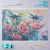 Papier Mousseline Flore Dragonfly Pastel Ethereal Whimsal (Artisanat)