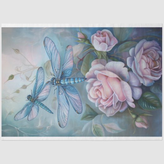 Papier Mousseline Flore Dragonfly Pastel Ethereal Whimsal (Recto)