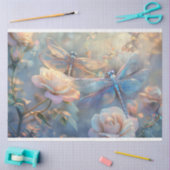 Papier Mousseline Flore Dragonfly Pastel Ethereal Whimsal (Artisanat)