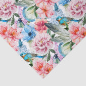 Papier Mousseline Flore Fleurs de feuillage Vert Bleu (Détail)