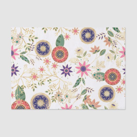 Papier Mousseline Flore folklorique branchée Flore originale Design (Recto)