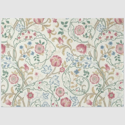 Papier Mousseline Flore, motifs floraux, William Morris (Recto)