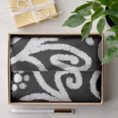 Papier Mousseline Flore Noir Blanc Fleurs Découpage (Cadeau)