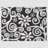 Papier Mousseline Flore Noir Blanc Fleurs Découpage (Recto)