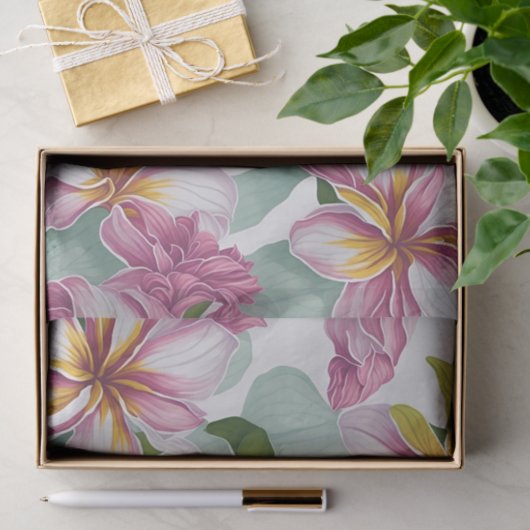 Papier Mousseline Flore Plumeria (Cadeau)