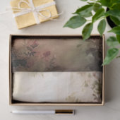 Papier Mousseline Flore romantique, Scène, Vin Bourgogne & Vert (Cadeau)