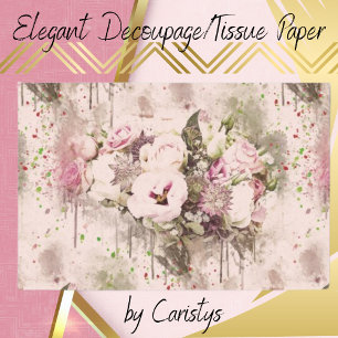 Papier Mousseline Flore rose Découpage