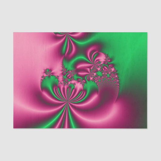 Papier Mousseline Flore rose et verte (Recto)