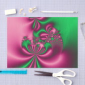 Papier Mousseline Flore rose et verte (Artisanat)